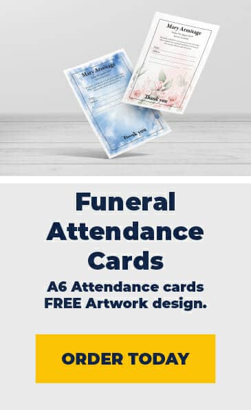Funeral attendance card printing and design