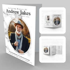 Andrew Jakes' 3 Marble Classic funeral program template.